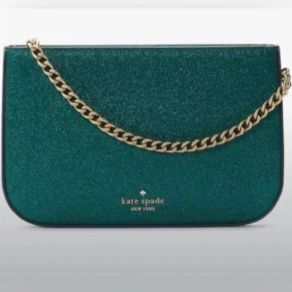 💥Kate Spade Green Glitter Crossbody and Cardholder Set 💥 - Picture 2 of 7